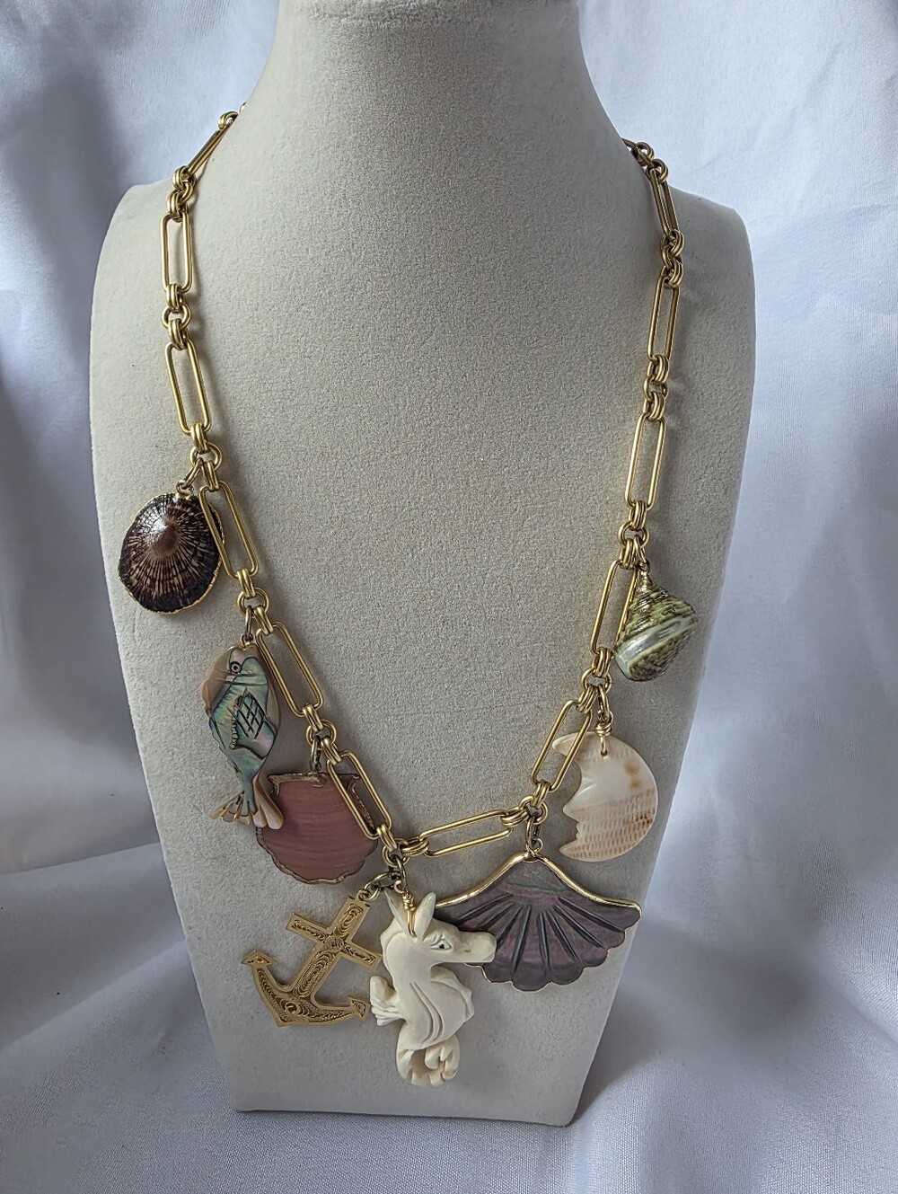 Brinker & Eliza Under The Sea Charm Necklace Abalone Bone Shell